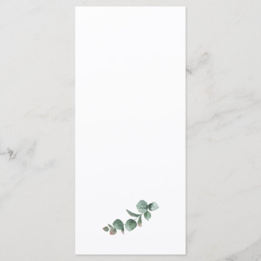 Elegant Sunflower Floral Eucalyptus Wedding Menu (Achterkant)