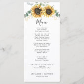 Elegant Sunflower Floral Eucalyptus Wedding Menu (Voorkant)