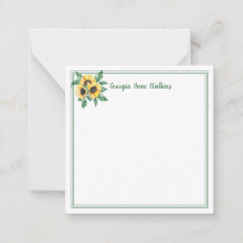 Elegant Sunflower Floral Monogrammed Notitiekaartje