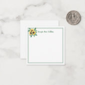 Elegant Sunflower Floral Monogrammed Notitiekaartje (Voorkant / Achterkant in situ)