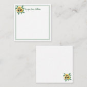 Elegant Sunflower Floral Monogrammed Notitiekaartje (Voorkant / Achterkant)