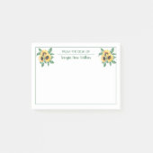 Elegant Sunflower Floral Teacher Monogrammen Post-it® Notes (Voorkant)