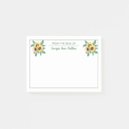 Elegant Sunflower Floral Teacher Monogrammen Post-it® Notes