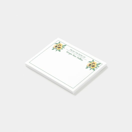 Elegant Sunflower Floral Teacher Monogrammen Post-it® Notes (Schuin)