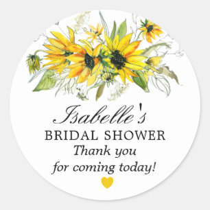 Elegant Sunflower Floral Vrijgezellenfeest Harteli Ronde Sticker