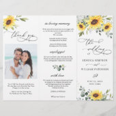 Elegant Sunflower Floral Wedding Ceremony Programm (Voorkant)