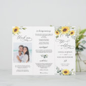 Elegant Sunflower Floral Wedding Ceremony Programm (Staand voorkant)