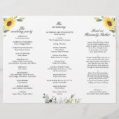 Elegant Sunflower Floral Wedding Ceremony Programm (Achterkant)