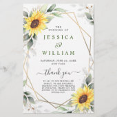 Elegant Sunflower Floral Wedding Ceremony Programm (Voorkant)
