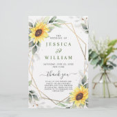 Elegant Sunflower Floral Wedding Ceremony Programm (Staand voorkant)