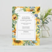 Elegant Sunflower Floral Wedding Invitation Kaart (Staand voorkant)