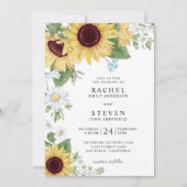 Elegant Sunflower Floral Wedding Kaart (Voorkant)