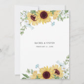 Elegant Sunflower Floral Wedding Kaart (Achterkant)