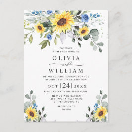 Elegant Sunflower Floral Wedding Kaart