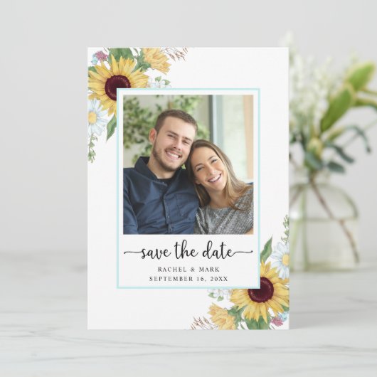Elegant Sunflower Floral Wedding Save The Date (Staand voorkant)