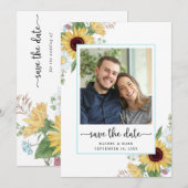 Elegant Sunflower Floral Wedding Save The Date (Voorkant / Achterkant)