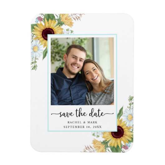 Elegant Sunflower Floral Wedding Save the Date Magneet (Verticaal)