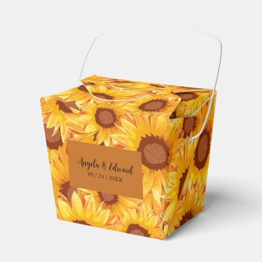 Elegant Sunflower Florals Wedding Favor Box Bedankdoosjes (Voorkant Zijde)