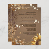 Elegant Sunflower Formal Wedding Invite Kaart (Voorkant / Achterkant)