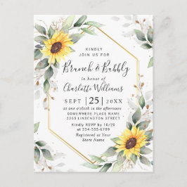 Elegant Sunflower Golden Greenery Brunch & Bubble Briefkaart