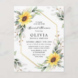 Elegant Sunflower Golden Greenery Vrijgezellenfees Briefkaart