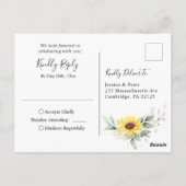 Elegant Sunflower Greeneral Floral Waterverf RSVP Briefkaart (Achterkant)