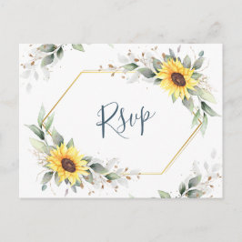 Elegant Sunflower Greeneral Floral Waterverf RSVP Briefkaart