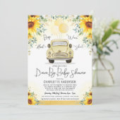 Elegant Sunflower Greenery drive by Baby shower Kaart (Staand voorkant)