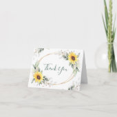 Elegant Sunflower Greenery Floral Bedankkaart (Voorkant)