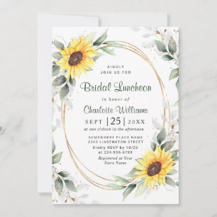 Elegant Sunflower Greenery Floral Bridal Luncheon Kaart