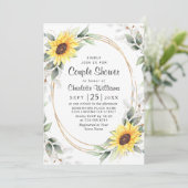Elegant Sunflower Greenery Floral Couple Shower Kaart (Staand voorkant)