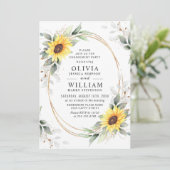 Elegant Sunflower Greenery Floral Engagement Party Kaart (Staand voorkant)
