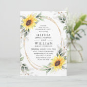Elegant Sunflower Greenery Floral Engagement Party Kaart (Staand voorkant)