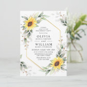 Elegant Sunflower Greenery Floral Engagement Party Kaart (Staand voorkant)