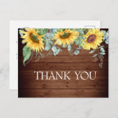 Elegant Sunflower Greenery Floral Hartelijk dank Briefkaart (Voorkant / Achterkant)