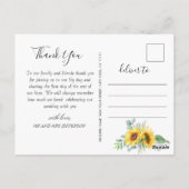 Elegant Sunflower Greenery Floral Hartelijk dank Briefkaart (Achterkant)