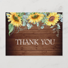 Elegant Sunflower Greenery Floral Hartelijk dank Briefkaart