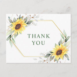 Elegant Sunflower Greenery Floral Hartelijk dank Briefkaart