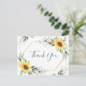 Elegant Sunflower Greenery Floral Hartelijk dank Briefkaart (Staand voorkant)