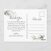 Elegant Sunflower Greenery Floral Hartelijk dank Briefkaart (Achterkant)