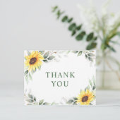 Elegant Sunflower Greenery Floral Hartelijk dank Briefkaart (Staand voorkant)
