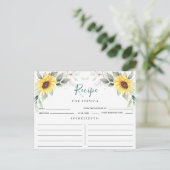 Elegant Sunflower Greenery Floral Recipe Card Briefkaart (Staand voorkant)