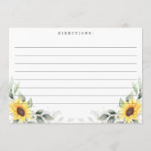 Elegant Sunflower Greenery Floral Recipe Card Kaart (Achterkant)