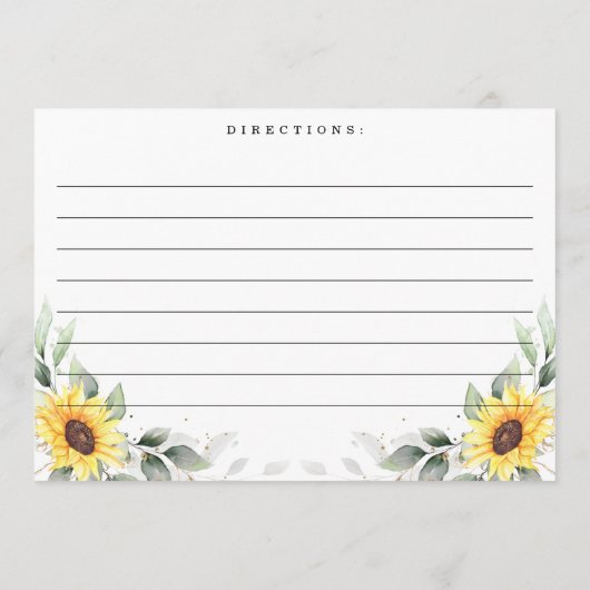 Elegant Sunflower Greenery Floral Recipe Card Kaart (Achterkant)