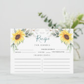 Elegant Sunflower Greenery Floral Recipe Card Kaart (Staand voorkant)