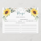 Elegant Sunflower Greenery Floral Recipe Card Kaart (Voorkant)