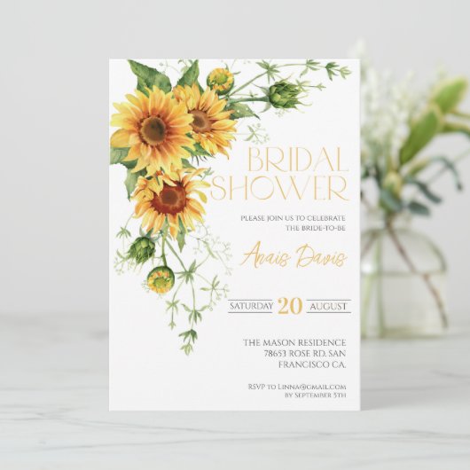 Elegant Sunflower Greenery Floral Vrijgezellenfees Kaart (Staand voorkant)