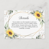 Elegant Sunflower Greenery Floral Wedding Details Informatiekaartje (Voorkant)