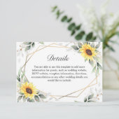 Elegant Sunflower Greenery Floral Wedding Details Informatiekaartje (Staand voorkant)