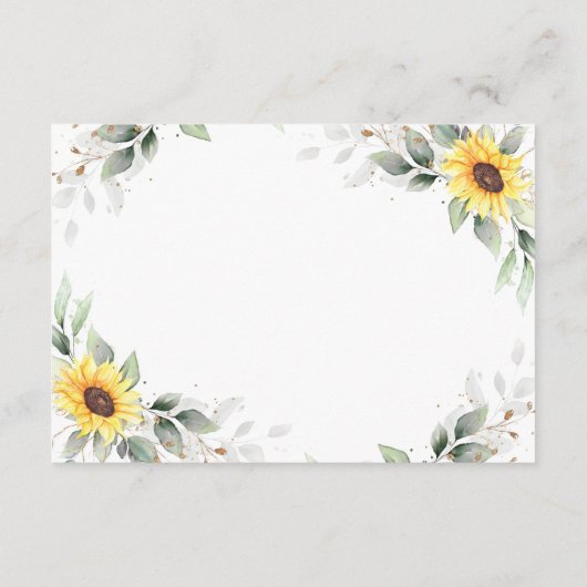 Elegant Sunflower Greenery Floral Wedding Details Informatiekaartje (Achterkant)